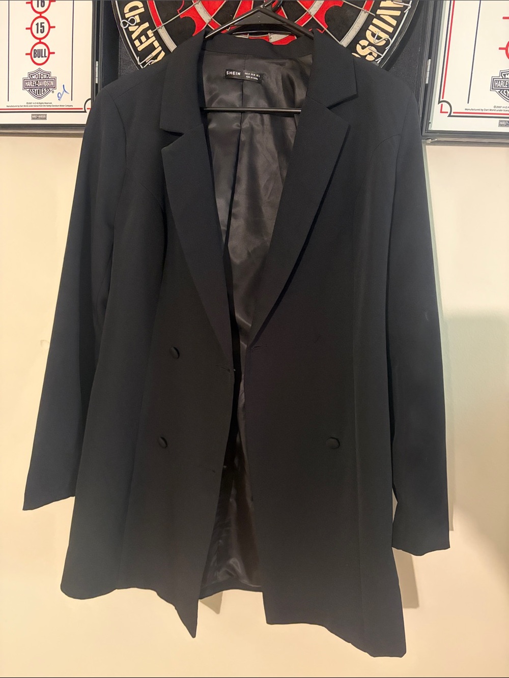 SHEIN Men's Black Double-Breasted Sport Coat Blazer